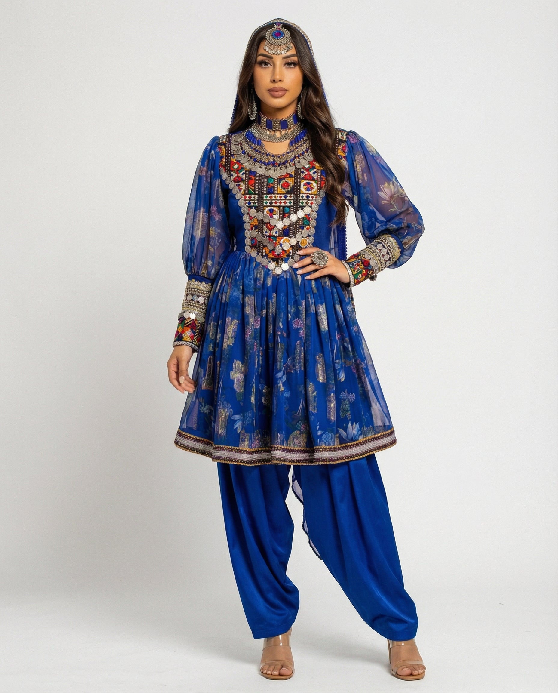 Parwana Royal Blue Afghan Dress