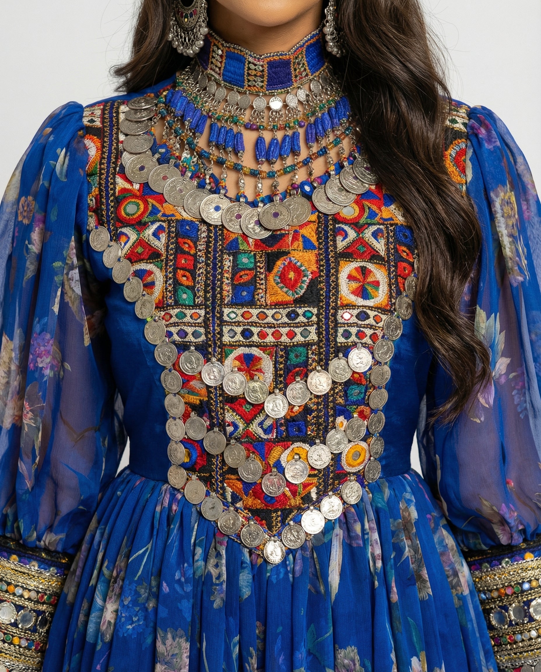 Parwana Royal Blue Afghan Dress