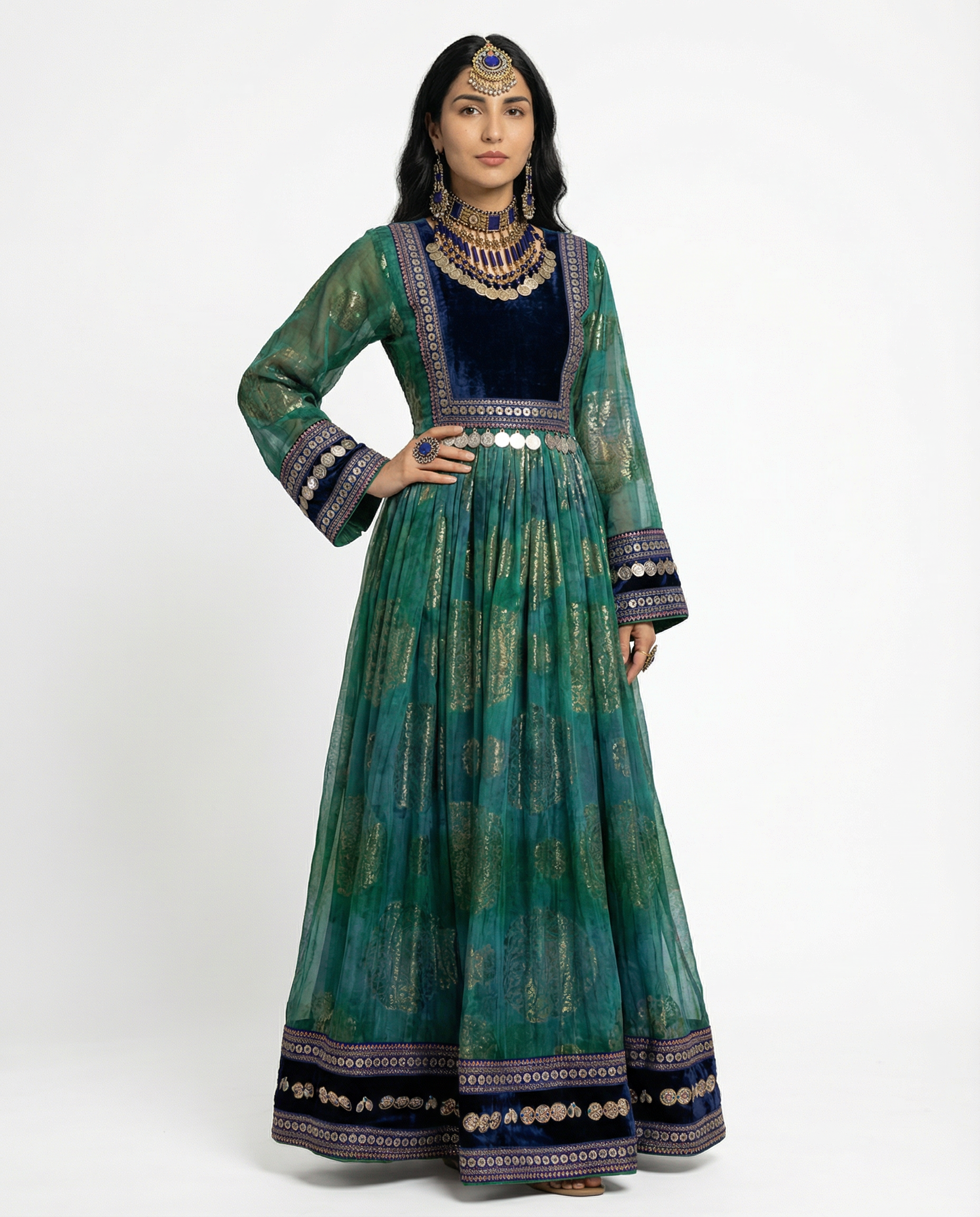Soraya Emerald Royal Afghan Dress