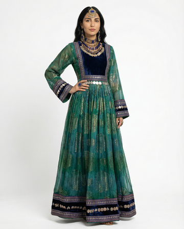 Soraya Emerald Royal Afghan Dress