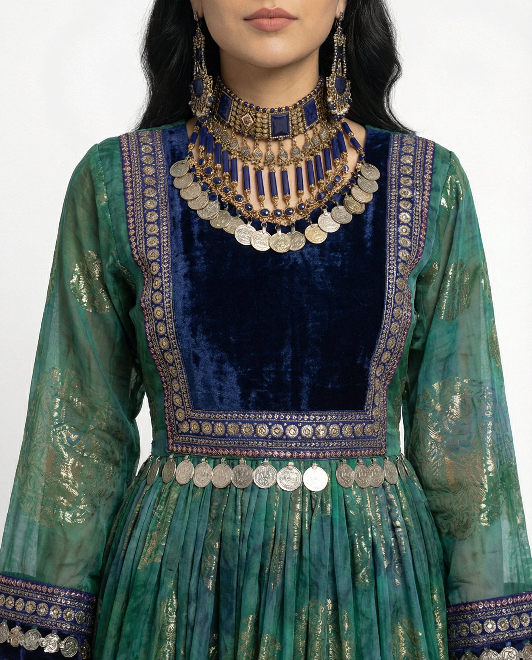 Soraya Emerald Royal Afghan Dress
