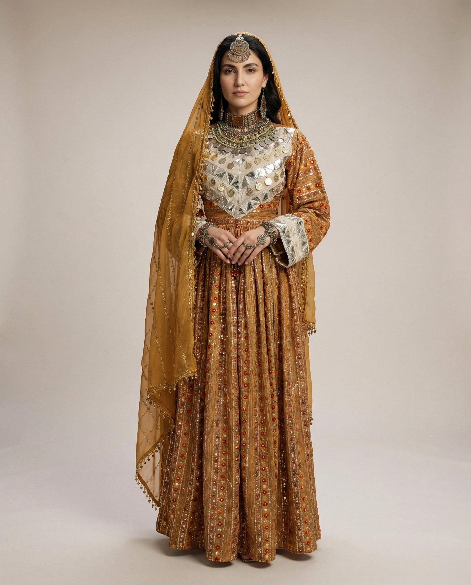 Zarina Gold Royal Afghan Dress