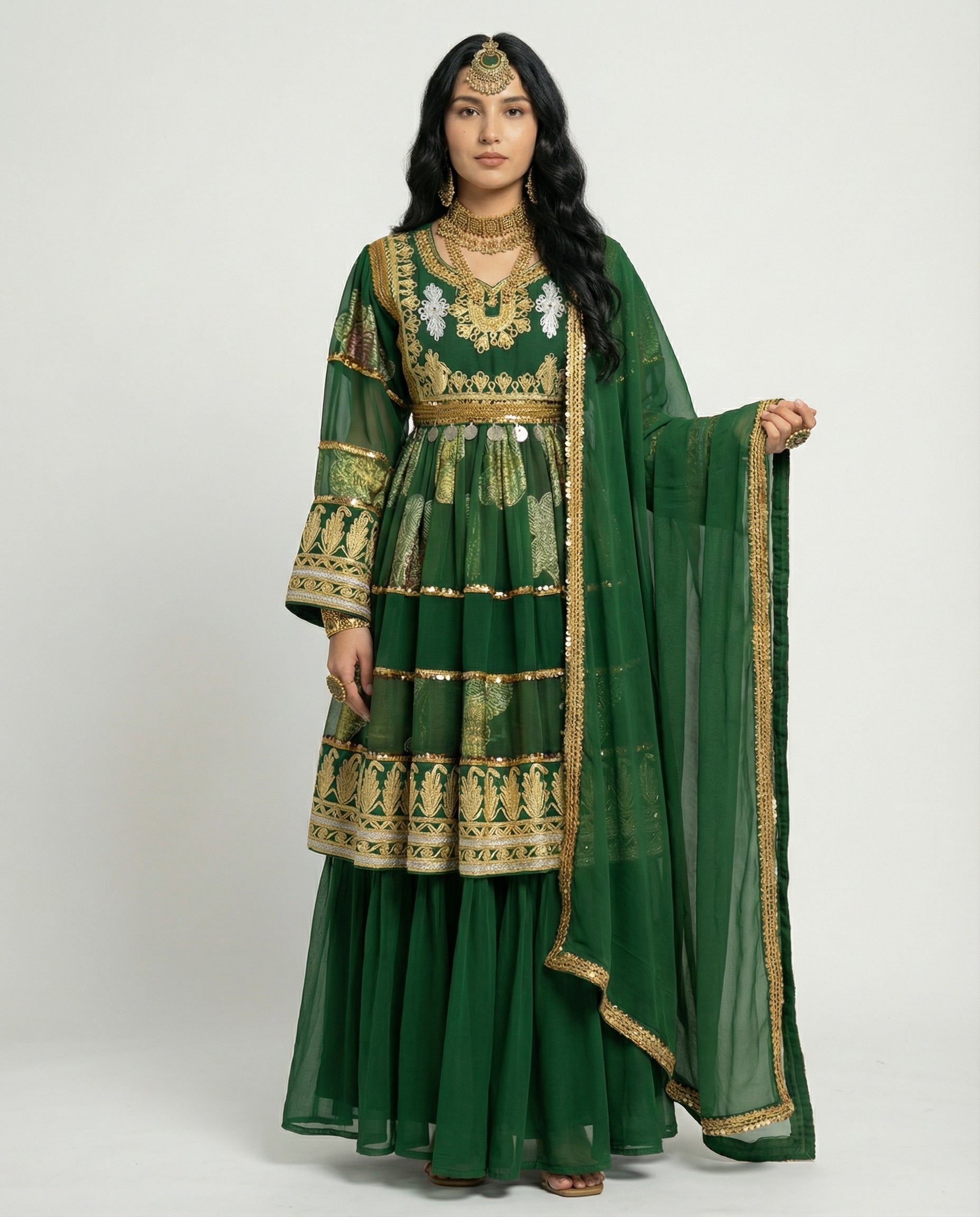 Zarghona Emerald Afghan Dress